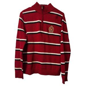 American Living Women Red Pullover Sweater Cotton 1/4 Zip Long Sleeve Size Large